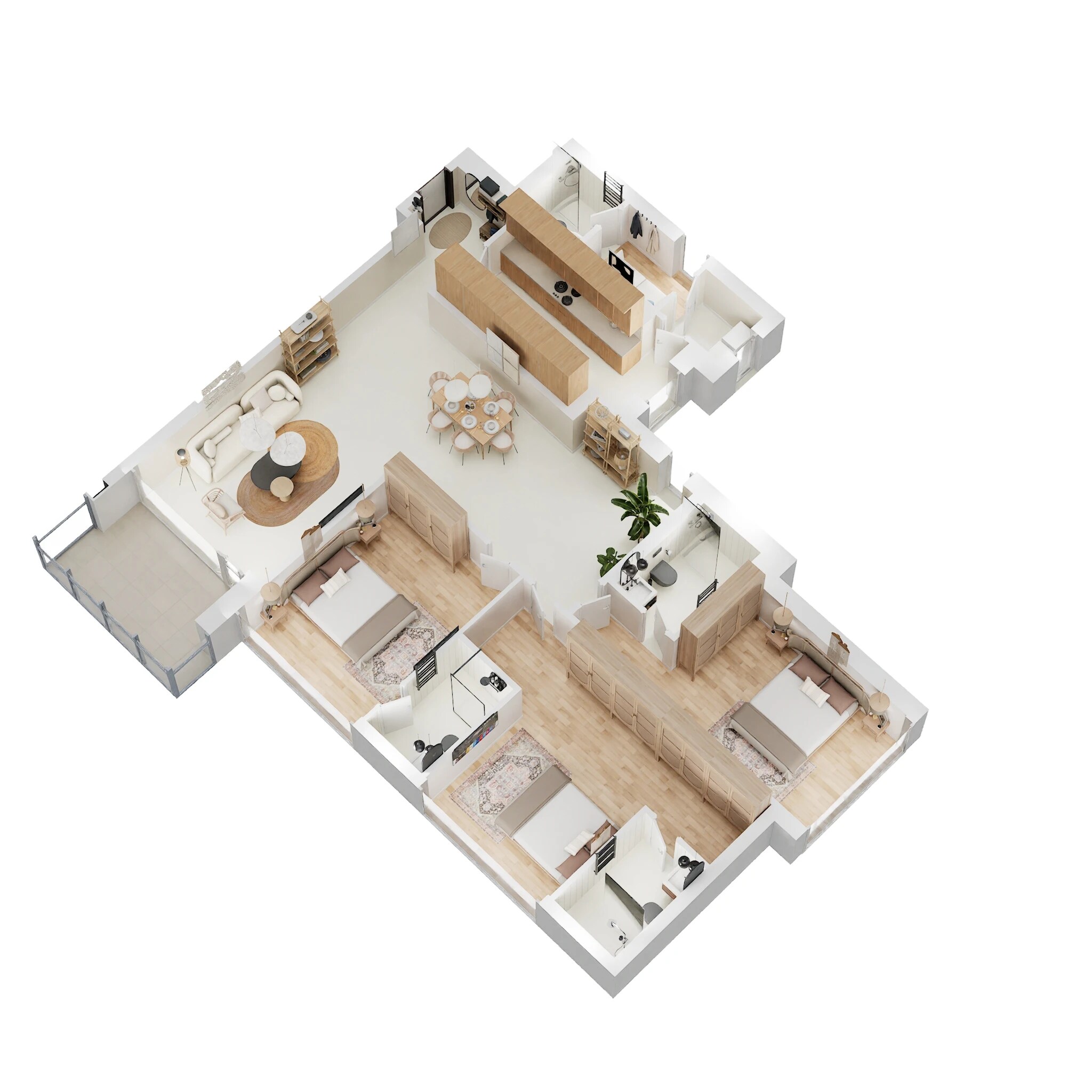 Floor plan of 3 BHK 1475 Sq. Ft. Apartment in Oberoi Garden City Thane, Thane