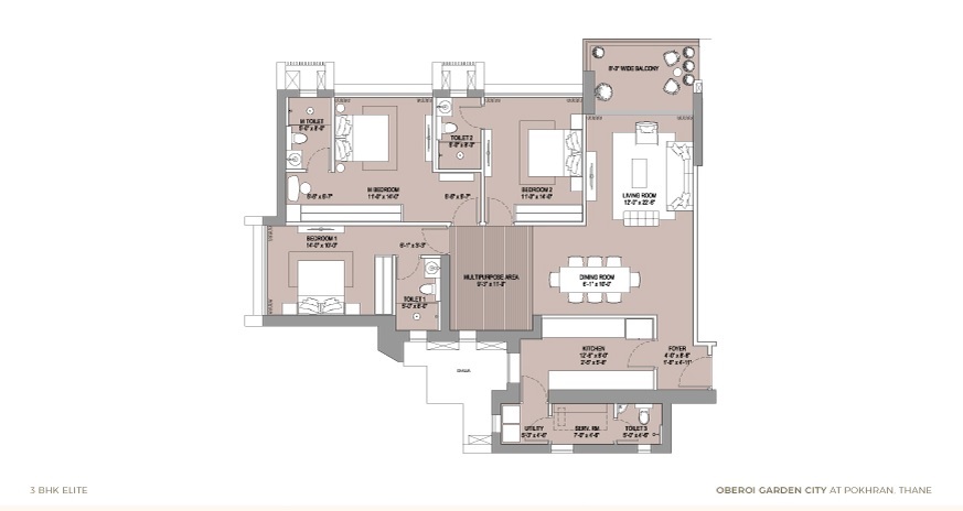 3 BHK 1475 Sq. Ft. Apartment in Oberoi Garden City Thane