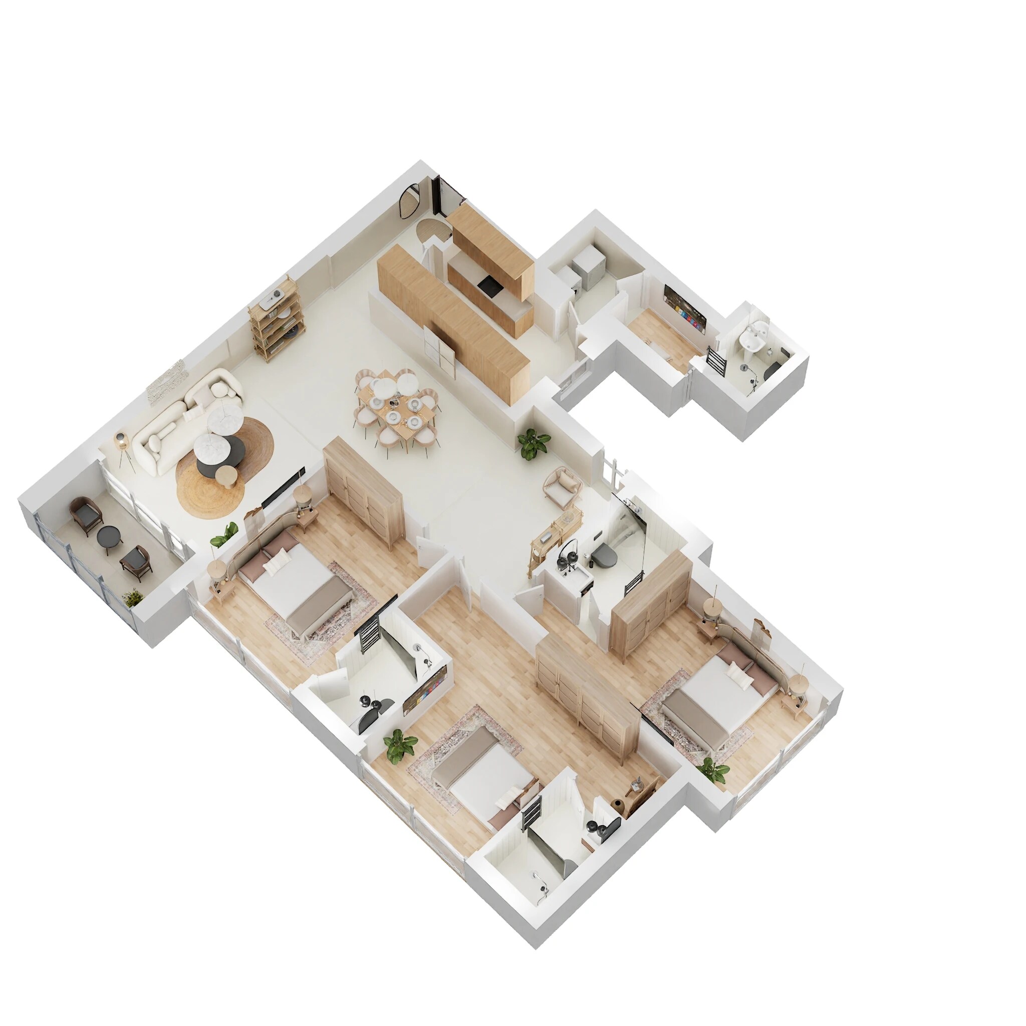 Floor plan of 3 BHK 1900 Sq. Ft. Apartment in Oberoi Garden City Thane, Thane