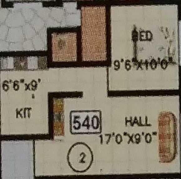 Floor plan of 1 BHK 540 Sq. Ft. Apartment in Om Dhara Residency, Thane