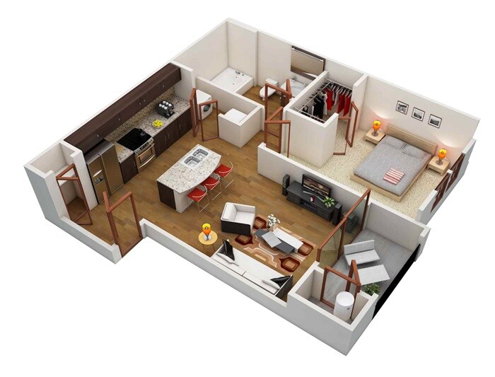 Floor plan of 1 BHK 400 Sq. Ft. Apartment in Om Sai Empire, Thane