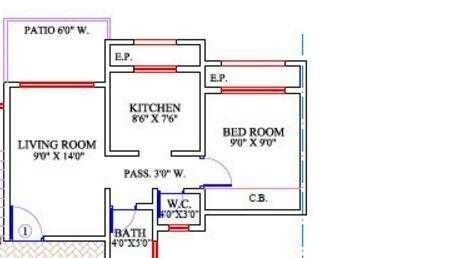 Floor plan of 1 BHK 431 Sq. Ft. Apartment in Om Sai Krishna Enclave, Thane