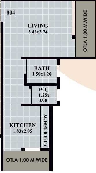 Floor plan of 230 Sq. Ft. Studio in Om Shiva Vatika, Thane