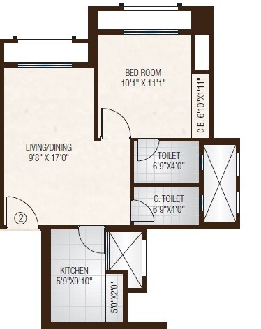 Floor plan of 1 BHK 471 Sq. Ft. Apartment in One Hiranandani Park, Thane