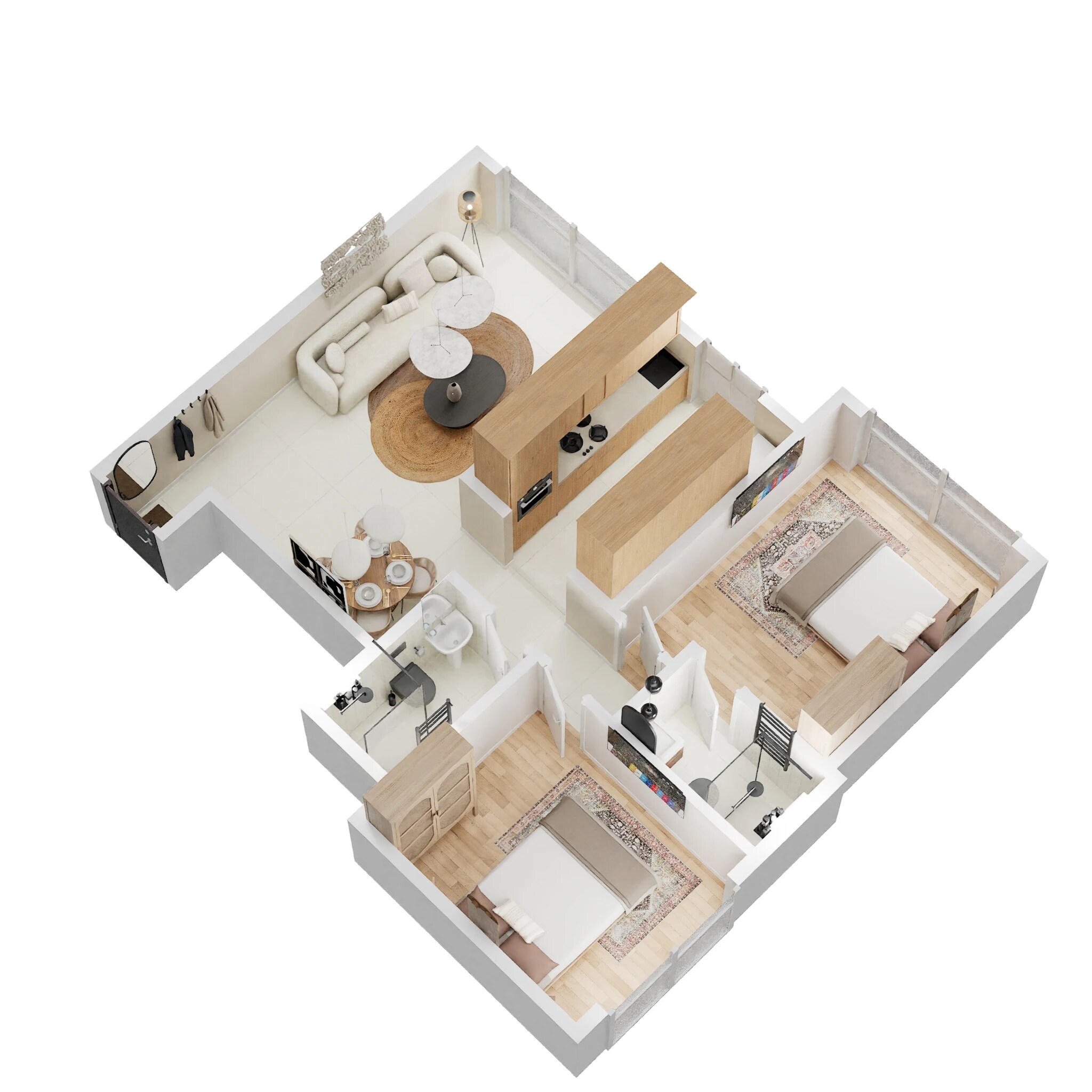 Floor plan of 2 BHK 524 Sq. Ft. Apartment in Ornate Rise, Thane