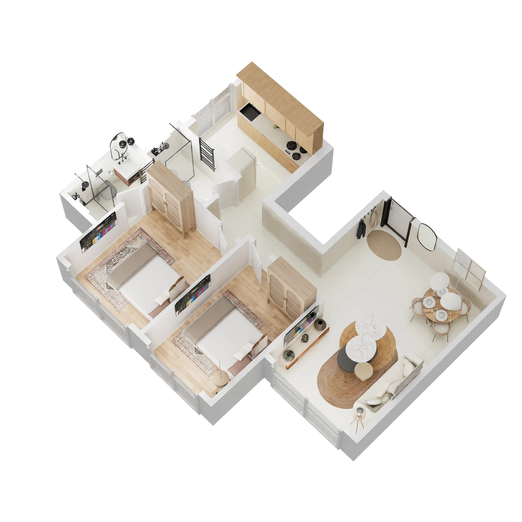 Floor plan of 2 BHK 534 Sq. Ft. Apartment in Ornate Rise, Thane