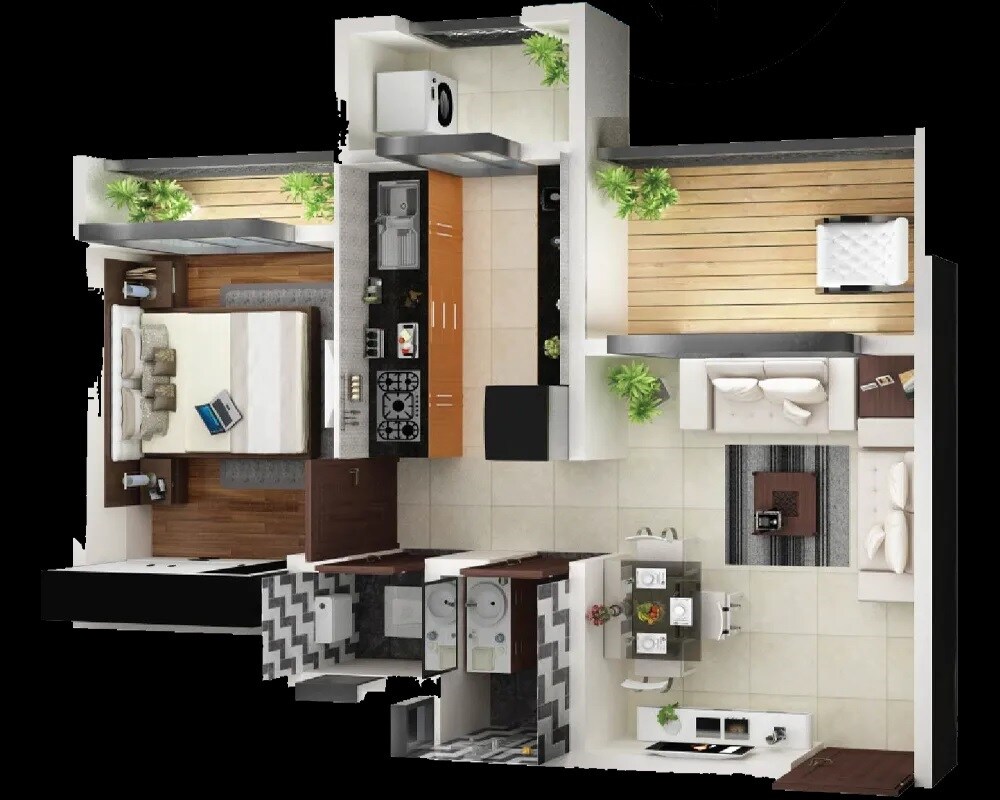 Floor plan of 1 BHK 365 Sq. Ft. Apartment in Oyster Anantam, Thane