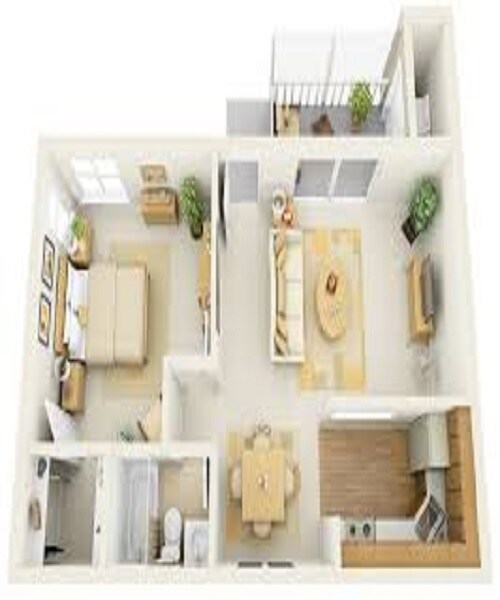 Floor plan of 1 BHK 371 Sq. Ft. Apartment in Oyster Living Foresta, Thane
