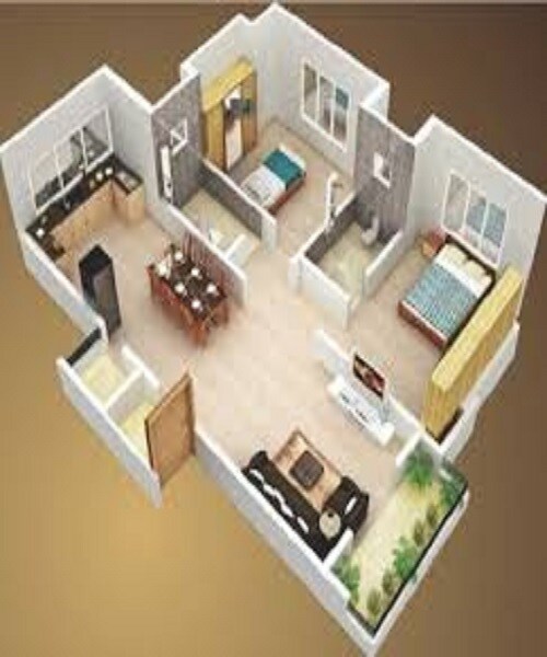 Floor plan of 2 BHK 524 Sq. Ft. Apartment in Oyster Living Foresta, Thane