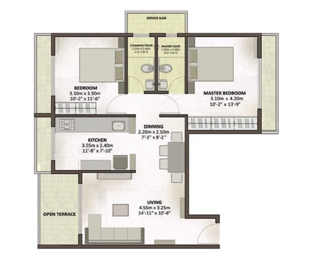 Floor plan of 2 BHK 612 Sq. Ft. Apartment in Pacific Satis CHS, Thane