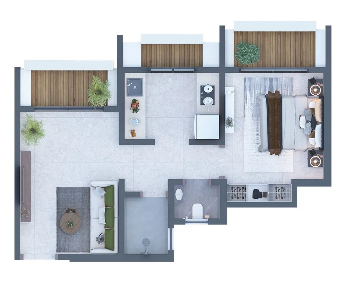 Floor plan of 1 BHK 418 Sq. Ft. Apartment in Padamavati Royal, Thane