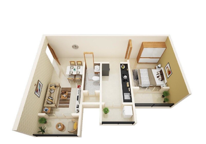 Floor plan of 1 BHK 451 Sq. Ft. Apartment in Padmadisha Paradise, Thane