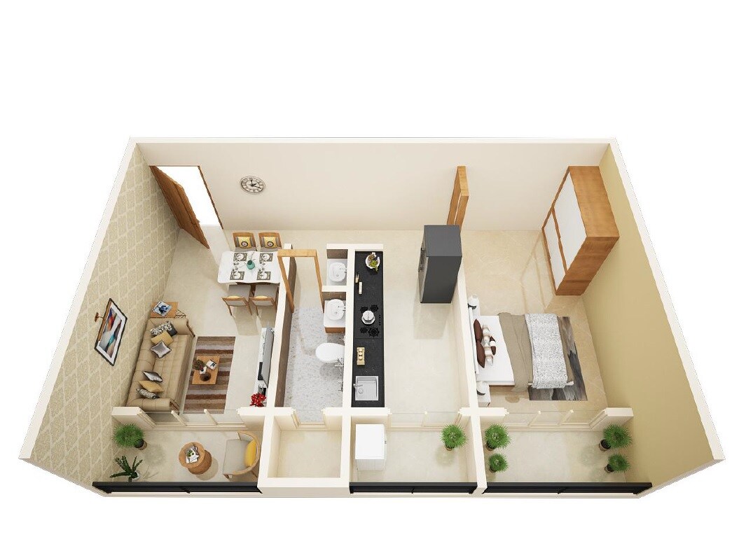 Floor plan of 1 BHK 550 Sq. Ft. Apartment in Padmadisha Paradise, Thane