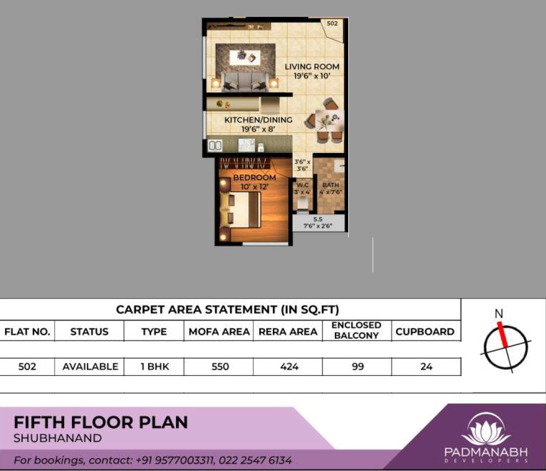 1 BHK 425 Sq. Ft. Apartment in Padmanabh Shubhanand CHS