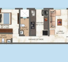 1 BHK 370 Sq. Ft. Apartment in Padmavati Blue Sapphire