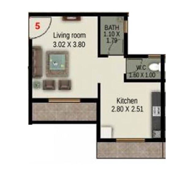 Floor plan of 271 Sq. Ft. Studio in Panikas Vangani Darshan, Thane