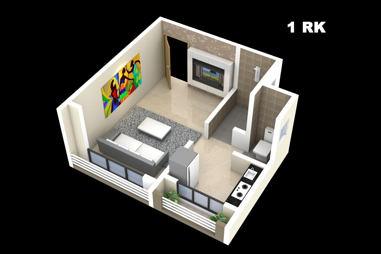 Floor plan of 196 Sq. Ft. Studio in Panvelkar Aangan Phase 1, Thane