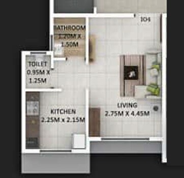 Floor plan of 208 Sq. Ft. Studio in Panvelkar Amrut Towers, Thane
