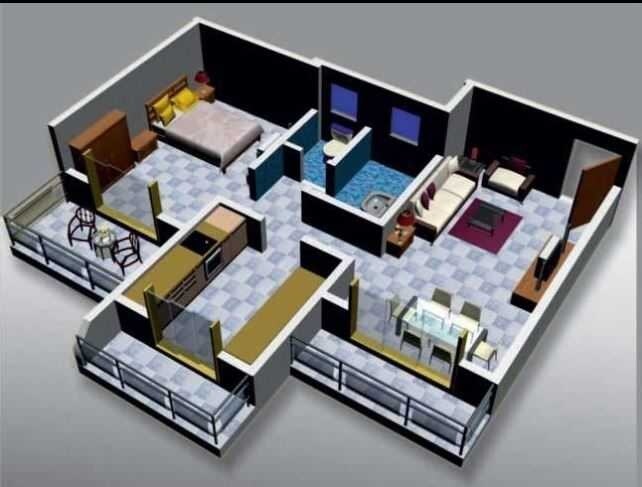 Floor plan of 1 BHK 704 Sq. Ft. Apartment in Panvelkar Campus, Thane