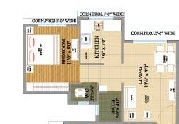 Floor plan of 1 BHK 277 Sq. Ft. Apartment in Panvelkar Estate Stanford Phase 1, Thane