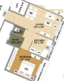 Floor plan of 1 BHK 267 Sq. Ft. Apartment in Panvelkar Estate Stanford Phase 2, Thane