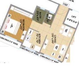 Floor plan of 1 BHK 296 Sq. Ft. Apartment in Panvelkar Estate Stanford Phase 2, Thane