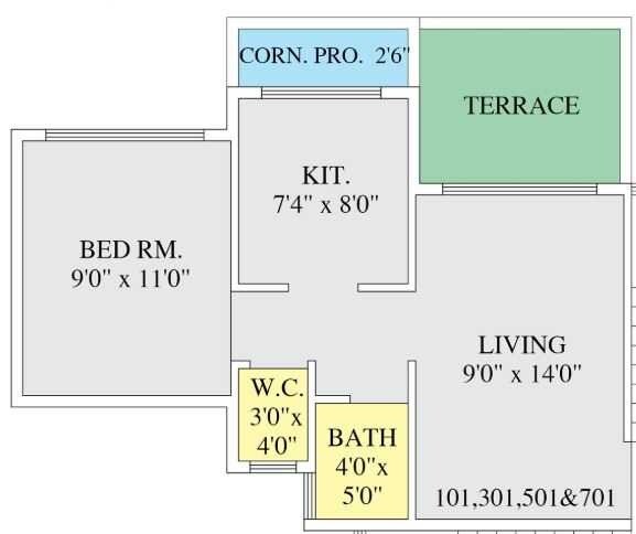 1 BHK 431 Sq. Ft. Apartment