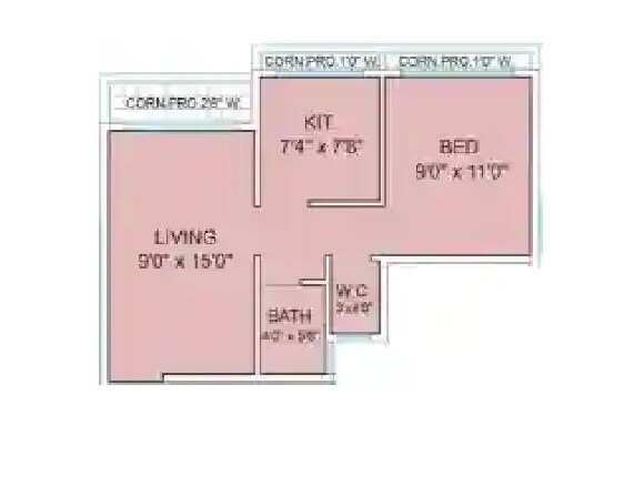Floor plan of 1 BHK 322 Sq. Ft. Apartment in Panvelkar Prestige Phase 1, Thane