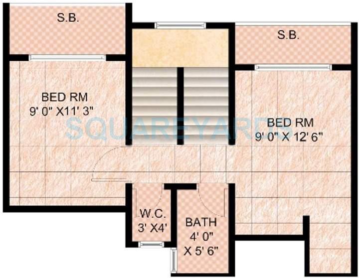 Floor plan of 2 BHK 985 Sq. Ft. Apartment in Panvelkar Realtors Classic, Thane