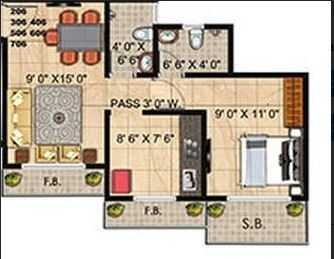 Panvelkar Realtors Twin Towers 1 BHK Layout