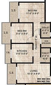 2 BHK 948 Sq. Ft. Apartment