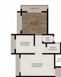 Floor plan of 1 BHK 252 Sq. Ft. Apartment in Panvelkar Sarvesh Dream City, Thane