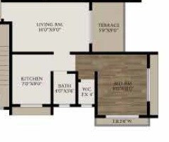 Floor plan of 1 BHK 274 Sq. Ft. Apartment in Panvelkar Sarvesh Dream City, Thane