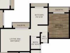 Floor plan of 1 BHK 297 Sq. Ft. Apartment in Panvelkar Sarvesh Dream City, Thane