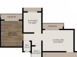 Floor plan of 1 BHK 305 Sq. Ft. Apartment in Panvelkar Sarvesh Dream City, Thane