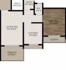 Floor plan of 1 BHK 313 Sq. Ft. Apartment in Panvelkar Sarvesh Dream City, Thane