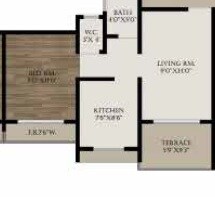 Floor plan of 1 BHK 319 Sq. Ft. Apartment in Panvelkar Sarvesh Dream City, Thane