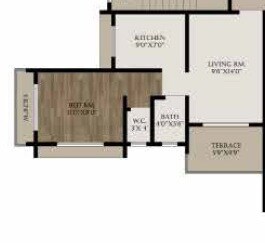 Floor plan of 1 BHK 328 Sq. Ft. Apartment in Panvelkar Sarvesh Dream City, Thane