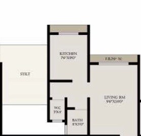 Floor plan of 193 Sq. Ft. Studio in Panvelkar Sarvesh Dream City, Thane
