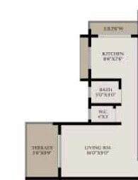 Floor plan of 226 Sq. Ft. Studio in Panvelkar Sarvesh Dream City, Thane