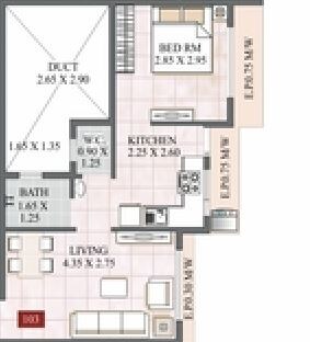 Floor plan of 1 BHK 259 Sq. Ft. Apartment in Panvelkar Utsav Phase 2, Thane