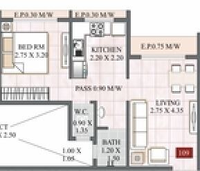 Floor plan of 1 BHK 261 Sq. Ft. Apartment in Panvelkar Utsav Phase 2, Thane