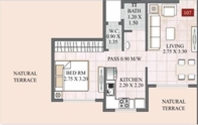 Floor plan of 1 BHK 295 Sq. Ft. Apartment in Panvelkar Utsav Phase 2, Thane