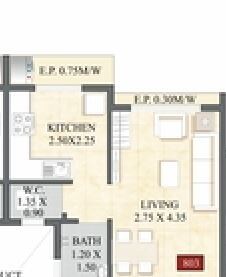 Floor plan of 201 Sq. Ft. Studio in Panvelkar Utsav Phase 2, Thane