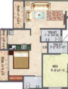Floor plan of 1 BHK 764 Sq. Ft. Apartment in Panvelkar Vellozia, Thane