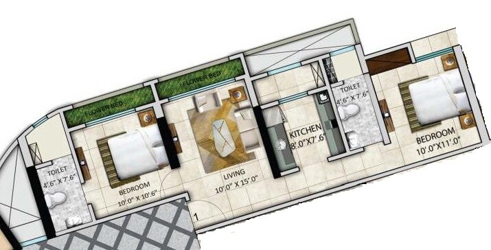 2 BHK 660 Sq. Ft. Apartment