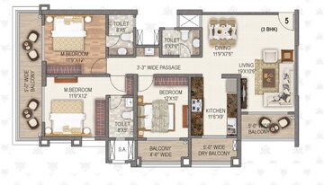  3 BHK Apartment at Paradise Sai World Legend, Kalyan West – for Rent
