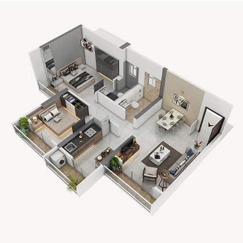 2 BHK 650 Sq. Ft. Apartment