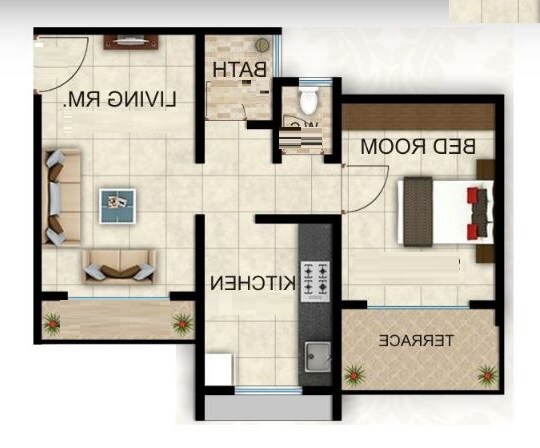 Floor plan of 1 BHK 344 Sq. Ft. Apartment in Parekh Deepali Residency, Thane