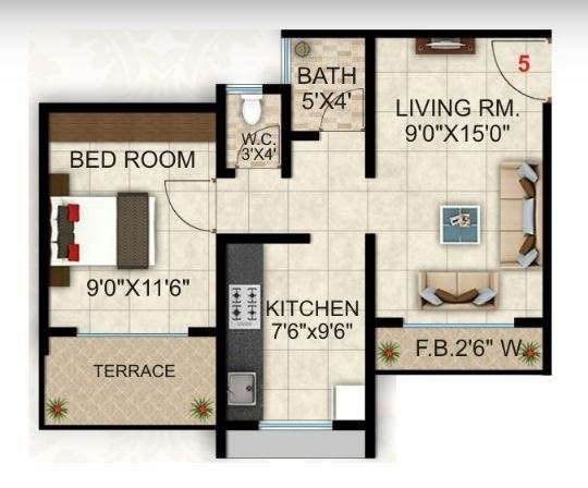 1 BHK 323 Sq. Ft. Apartment in Parekh Deepali Residency